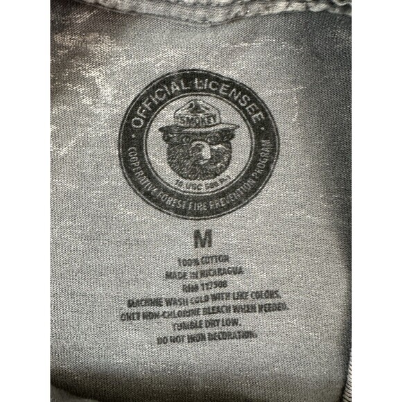 Smokey Bear Long Sleeve T-Shirt Men’s M Gray Acid Wash Official License Vintage - Picture 3 of 7